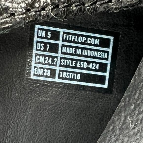 Fitflop women’s The Skinny Black Snake leather flip flop platform sandals shoes - Picture 5 of 5